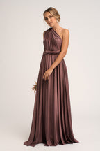 Luxe Satin Ballgown Multiway Infinity Dress in Thistle