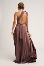 Luxe Satin Ballgown Multiway Infinity Dress in Thistle