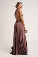 Luxe Satin Ballgown Multiway Infinity Dress in Thistle