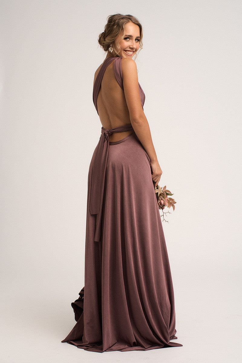 Luxe Satin Ballgown Multiway Infinity Dress in Thistle