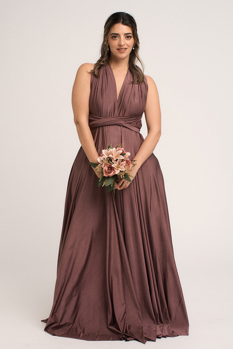 Luxe Satin Ballgown Multiway Infinity Dress in Thistle