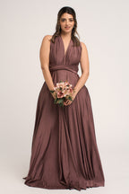 Luxe Satin Ballgown Multiway Infinity Dress in Thistle