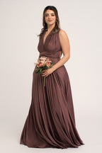 Luxe Satin Ballgown Multiway Infinity Dress in Thistle