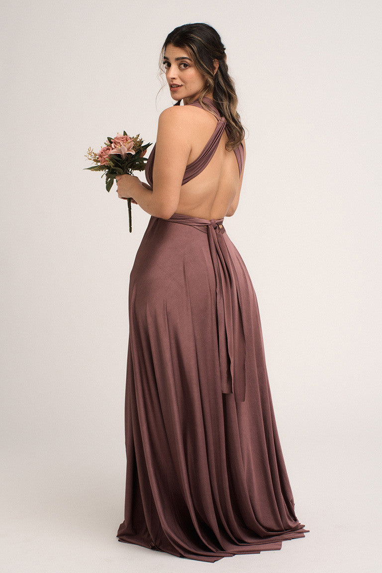 Luxe Satin Ballgown Multiway Infinity Dress in Thistle