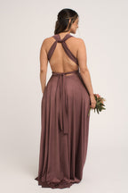 Luxe Satin Ballgown Multiway Infinity Dress in Thistle