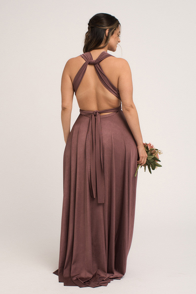 Luxe Satin Ballgown Multiway Infinity Dress in Thistle
