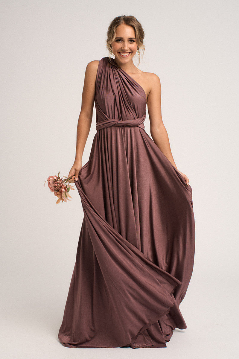 Luxe Satin Ballgown Multiway Infinity Dress in Thistle