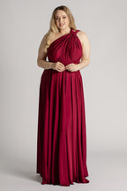 Luxe Satin Ballgown Multiway Infinity Dress in Burgundy