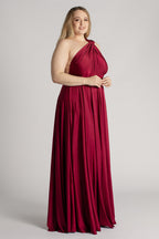 Luxe Satin Ballgown Multiway Infinity Dress in Burgundy