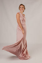 Luxe Satin Ballgown Multiway Infinity Dress in Dusty Pink