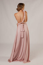 Luxe Satin Ballgown Multiway Infinity Dress in Dusty Pink