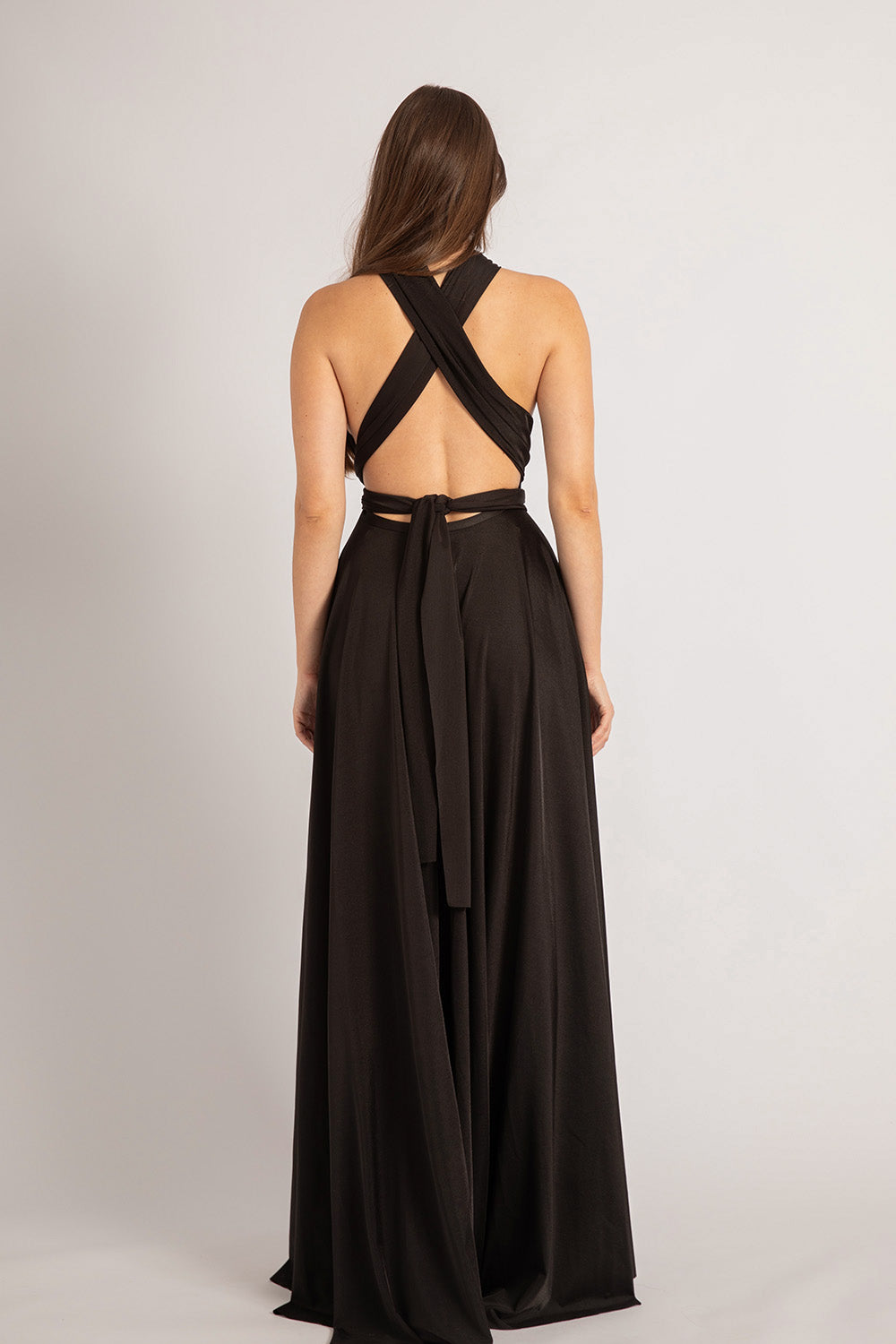Luxe Satin Ballgown Multiway Infinity Dress in Black