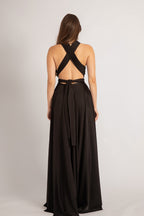 Luxe Satin Ballgown Multiway Infinity Dress in Black
