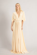 Luxe Satin Ballgown Multiway Infinity Dress in Champagne
