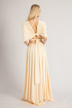 Luxe Satin Ballgown Multiway Infinity Dress in Champagne