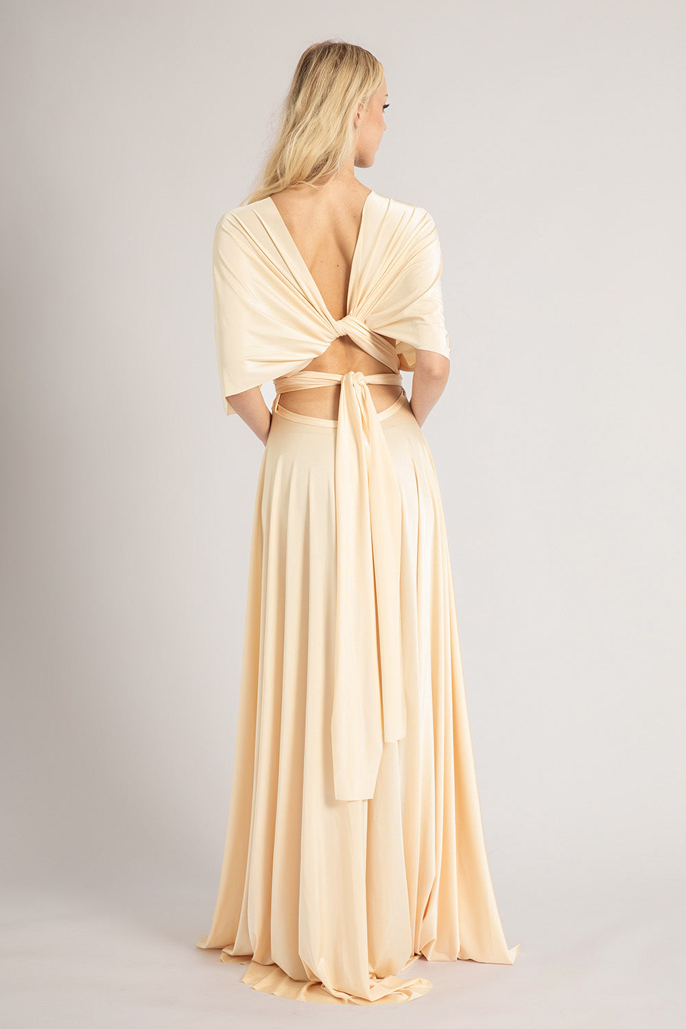 Luxe Satin Ballgown Multiway Infinity Dress in Champagne
