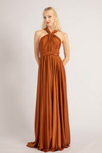 Luxe Satin Ballgown Multiway Infinity Dress in Copper