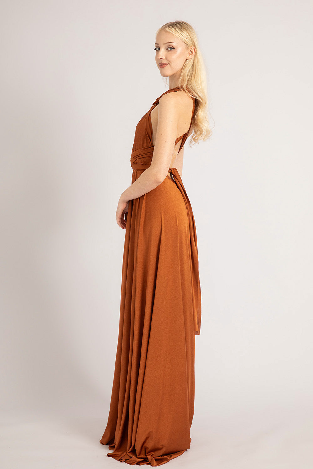 Luxe Satin Ballgown Multiway Infinity Dress in Copper