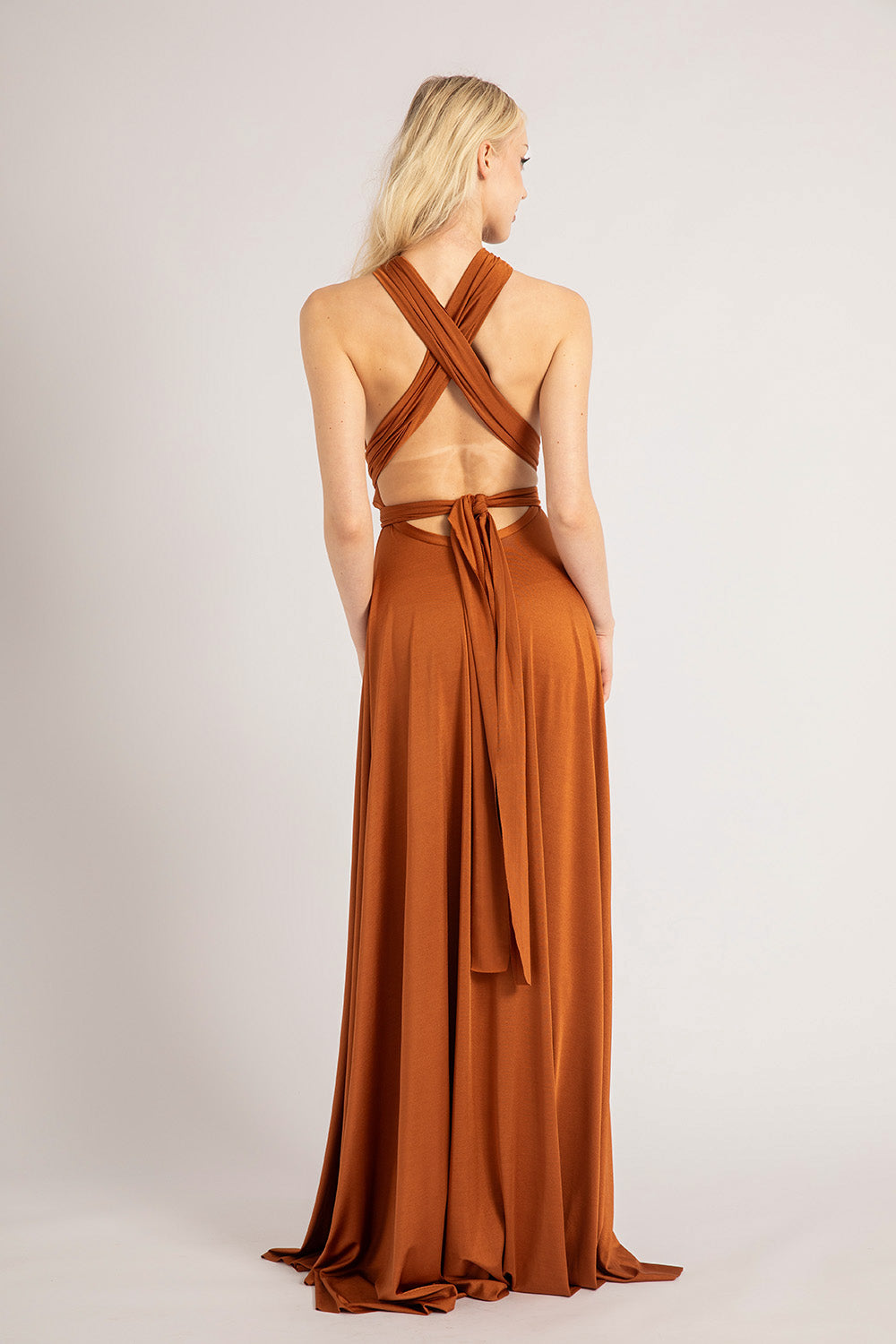 Luxe Satin Ballgown Multiway Infinity Dress in Copper