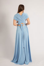 Luxe Satin Ballgown Multiway Infinity Dress in Dusty Blue