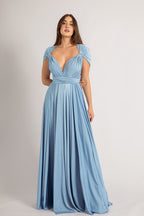 Luxe Satin Ballgown Multiway Infinity Dress in Dusty Blue