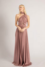 Luxe Satin Ballgown Multiway Infinity Dress in Dusty Mauve