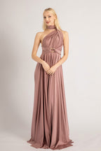 Luxe Satin Ballgown Multiway Infinity Dress in Dusty Mauve
