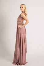 Luxe Satin Ballgown Multiway Infinity Dress in Dusty Mauve