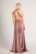 Luxe Satin Ballgown Multiway Infinity Dress in Dusty Mauve
