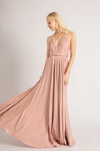 Luxe Satin Ballgown Multiway Infinity Dress in Dusty Pink