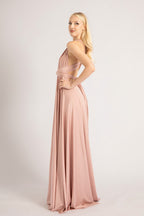 Luxe Satin Ballgown Multiway Infinity Dress in Dusty Pink