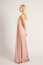 Luxe Satin Ballgown Multiway Infinity Dress in Dusty Pink