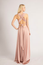 Luxe Satin Ballgown Multiway Infinity Dress in Dusty Pink