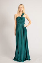 Luxe Satin Ballgown Multiway Infinity Dress in Emerald