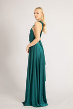 Luxe Satin Ballgown Multiway Infinity Dress in Emerald