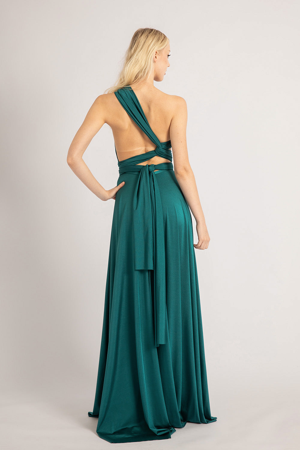 Luxe Satin Ballgown Multiway Infinity Dress in Emerald