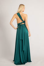 Luxe Satin Ballgown Multiway Infinity Dress in Emerald