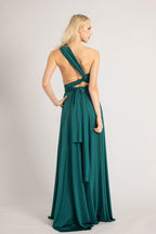 Luxe Satin Ballgown Multiway Infinity Dress in Emerald