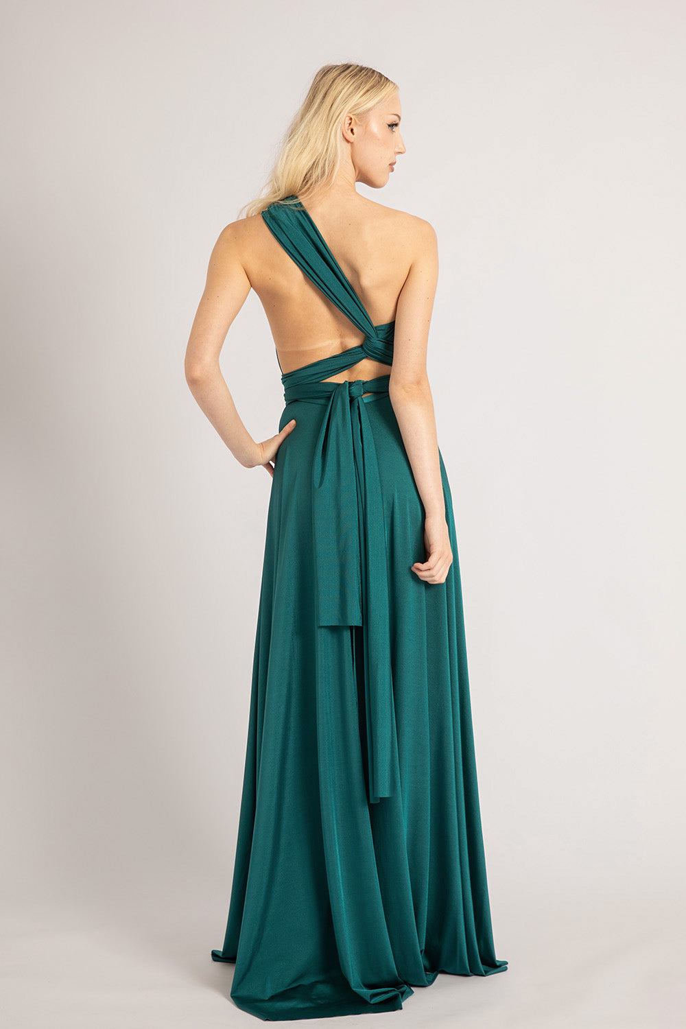 Luxe Satin Ballgown Multiway Infinity Dress in Emerald