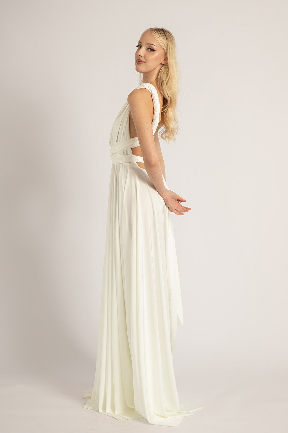Luxe Satin Ballgown Multiway Infinity Dress in Ivory