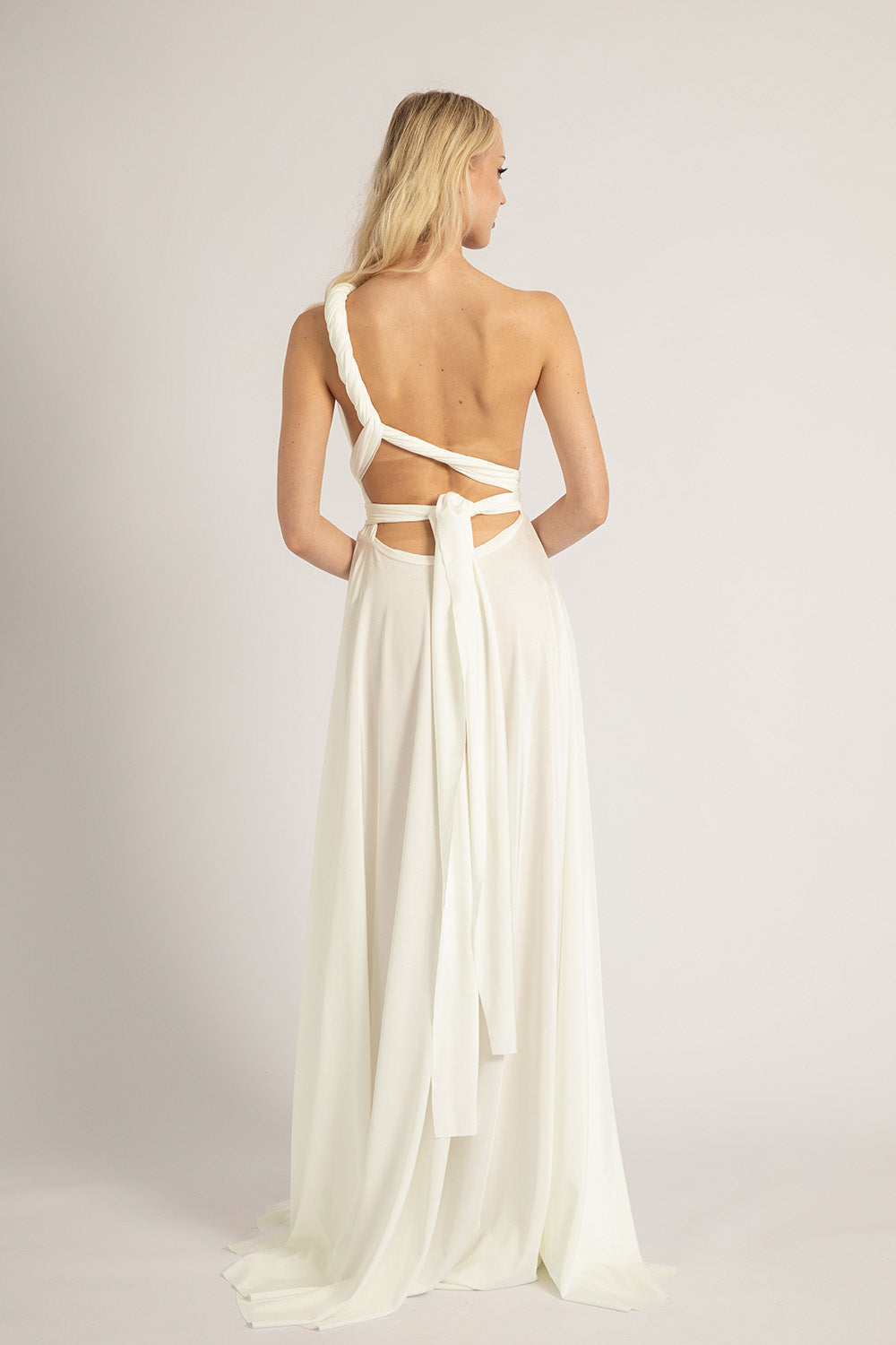Luxe Satin Ballgown Multiway Infinity Dress in Ivory