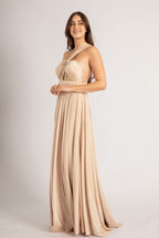 Luxe Satin Ballgown Multiway Infinity Dress in Light Gold