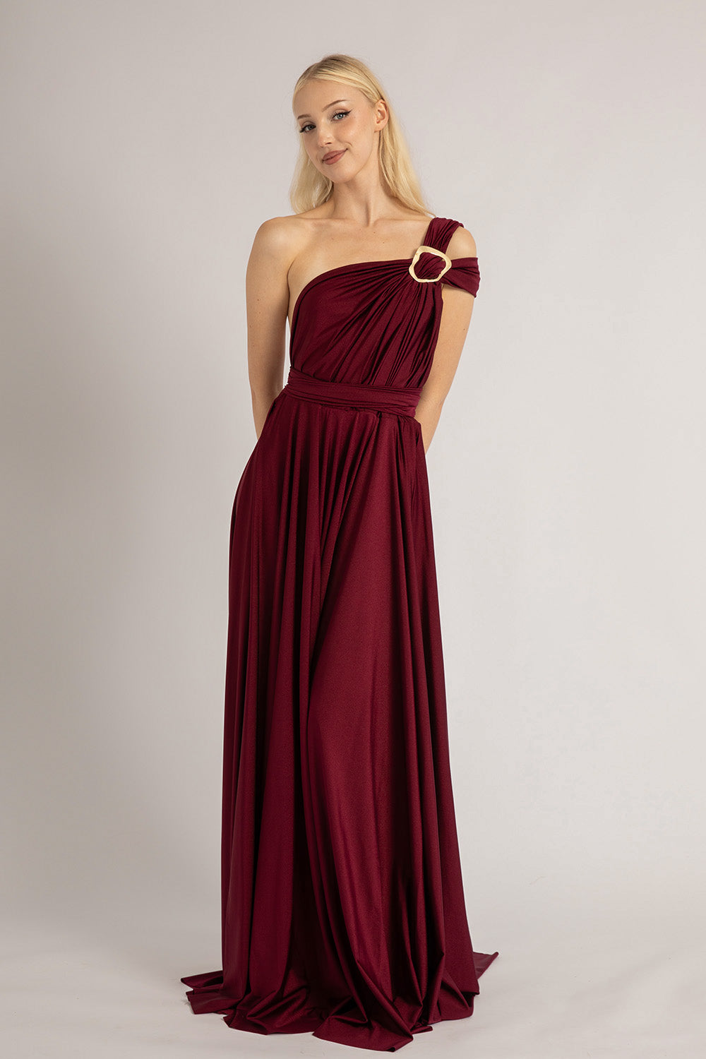 Luxe Satin Ballgown Multiway Infinity Dress in Mulberry