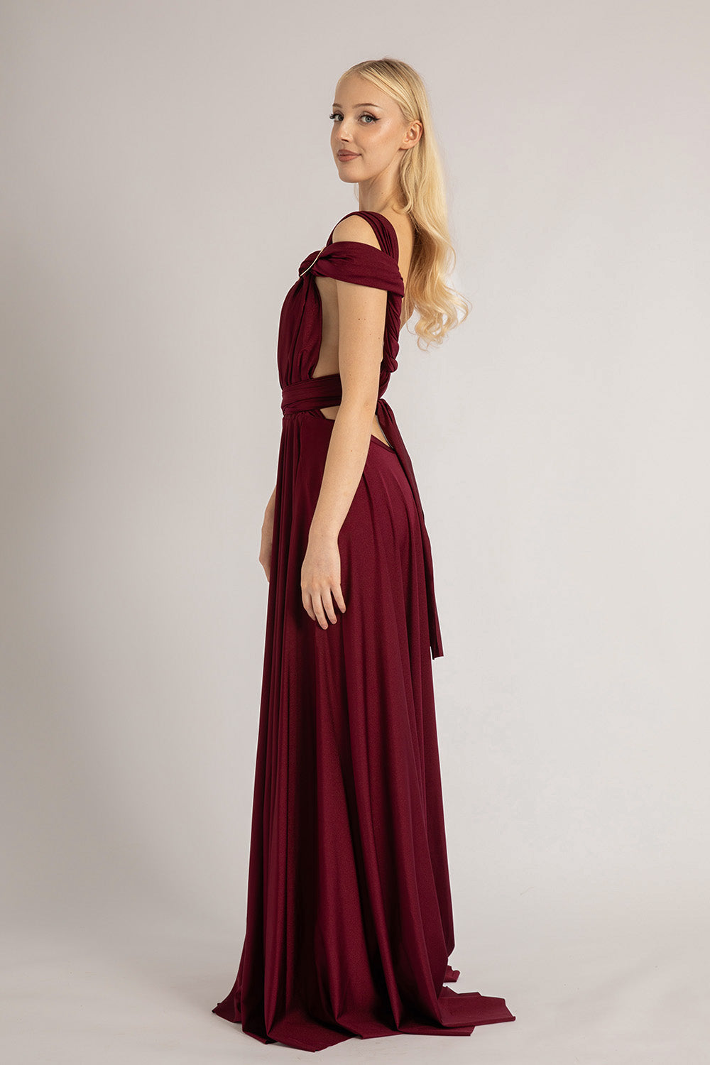 Luxe Satin Ballgown Multiway Infinity Dress in Mulberry