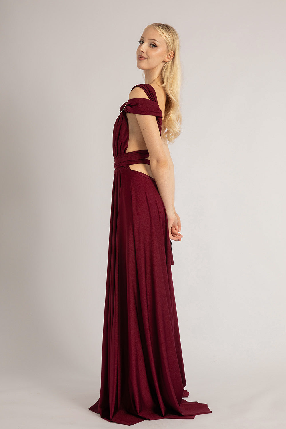 Luxe Satin Ballgown Multiway Infinity Dress in Mulberry