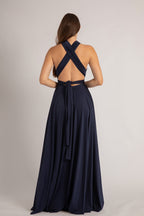 Luxe Satin Ballgown Multiway Infinity Dress in Navy