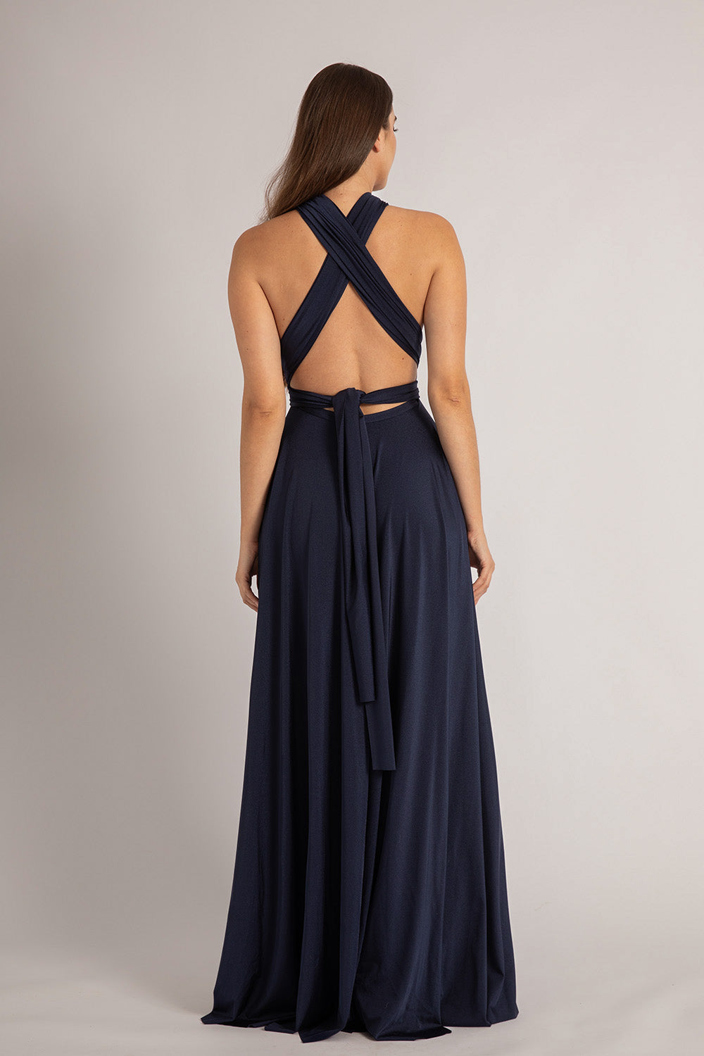 Luxe Satin Ballgown Multiway Infinity Dress in Navy