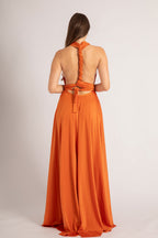 Luxe Satin Ballgown Multiway Infinity Dress in Rustic Orange