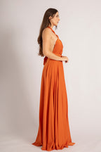 Luxe Satin Ballgown Multiway Infinity Dress in Rustic Orange
