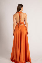 Luxe Satin Ballgown Multiway Infinity Dress in Rustic Orange